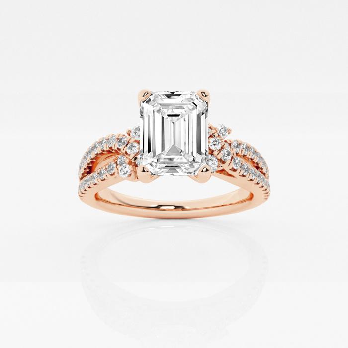 Certified 1 1/5 ctw Emerald Diamond Petite Bow Engagement Ring 14K Rose Gold (1 of 2)