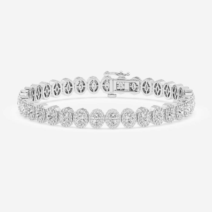 Certified 9 1/6 ctw Oval Diamond Halo Bracelet 14K White Gold (1 of 1)