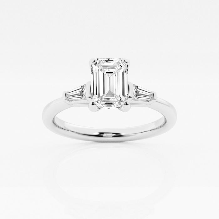 Certified 2/3 ctw Emerald Diamond Baguette Sides Engagement Ring Platinum (1 of 2)