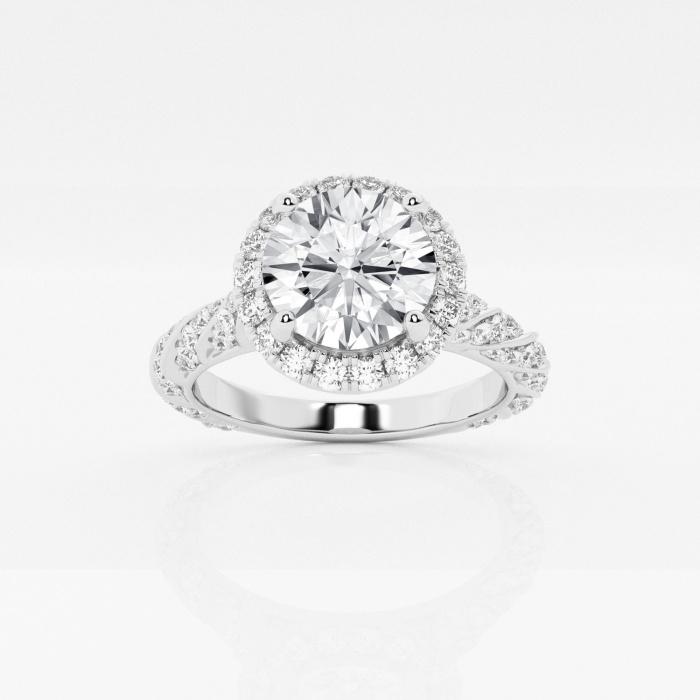 Certified 1 5/8 ctw Round Diamond Ribbon Halo Engagement Ring 14K White Gold (1 of 2)