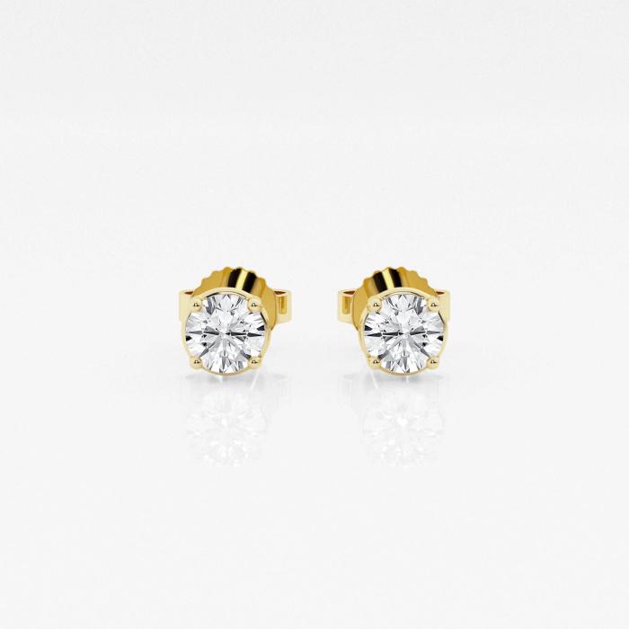 Certified 1/2 ctw Round G-H Diamond 4-Prong Solitaire Stud Earrings 14K Yellow Gold (1 of 3)