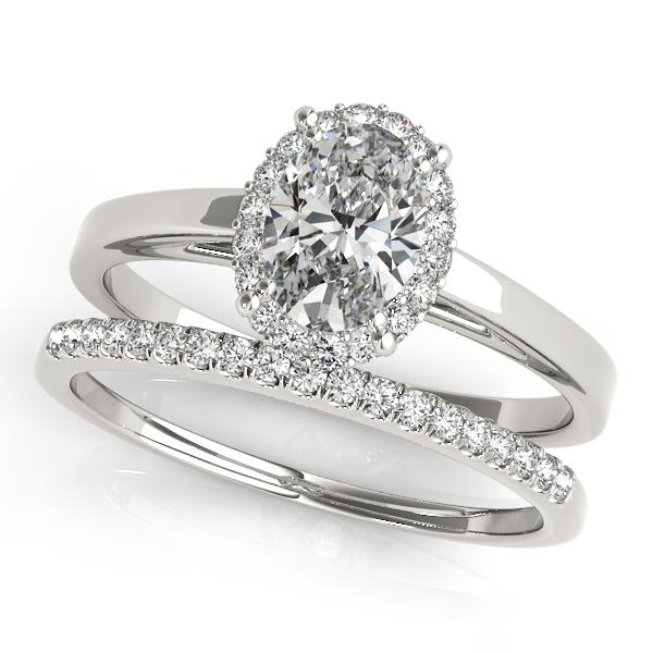 Certified 1.82 CTW Diamond Engagement Ring SET 18K White Gold (1 of 2)