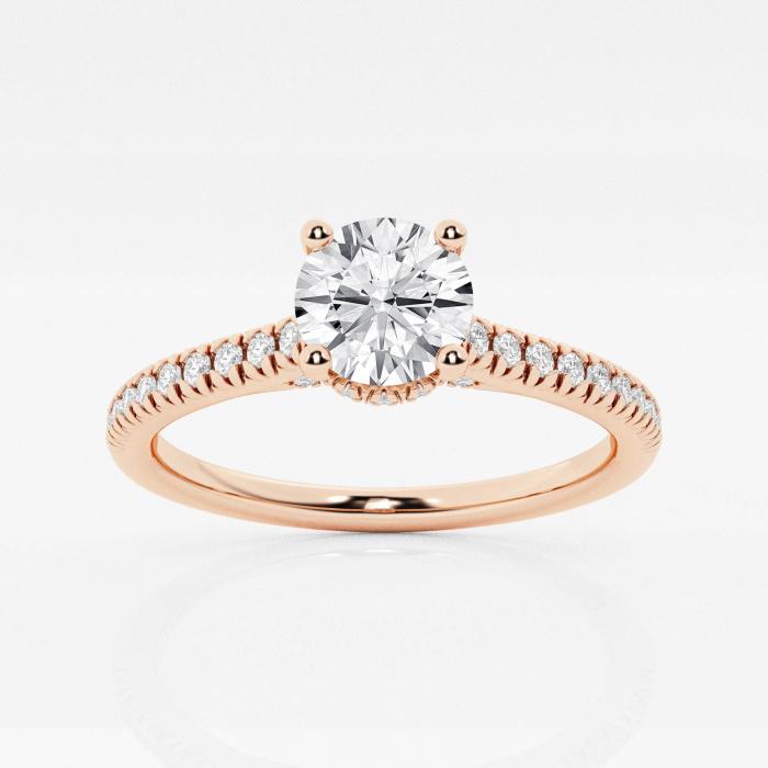 Certified 1 ctw Round Diamond Hidden Halo Engagement Ring 14K Rose Gold (1 of 2)