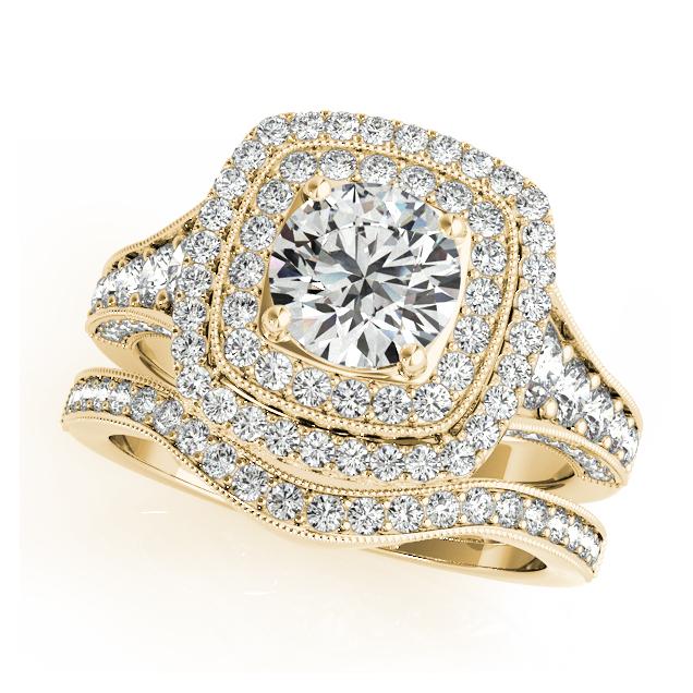 Certified 2.85 CTW Diamond Engagement Ring SET 18K Yellow Gold (1 of 2)
