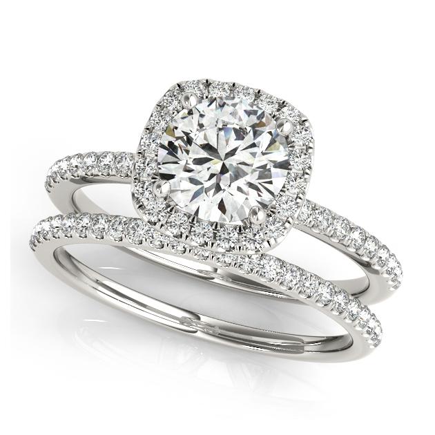 Certified 2.2 CTW Diamond Engagement Ring SET 18K White Gold (1 of 2)