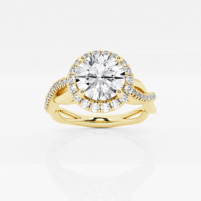 Certified 1 7/8 ctw Round Diamond Intertwined Halo Engagement Ring 14K Yellow Gold (1 of 2)