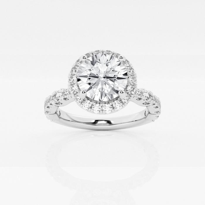 Certified 2 3/4 ctw Round Diamond Station Halo Engagement Ring 14K White Gold (1 of 2)