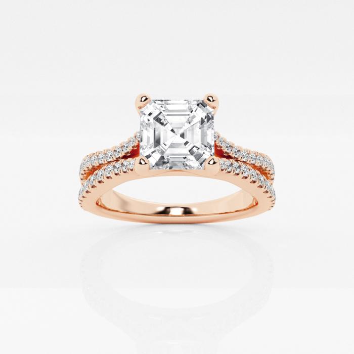 Certified 1 ctw Asscher Diamond Wave Engagement Ring 14K Rose Gold (1 of 2)