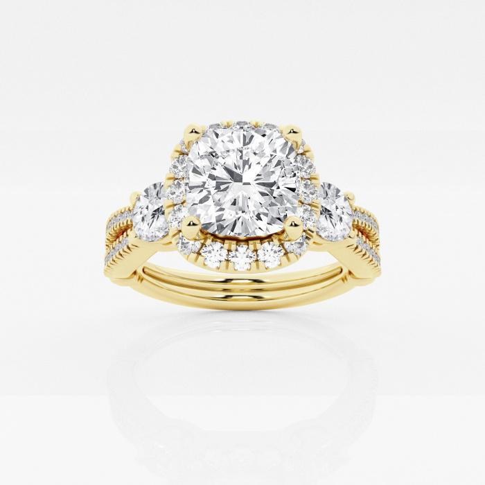 Certified 1 3/8 ctw Cushion Diamond Knot Halo Engagement Ring 14K Yellow Gold (1 of 2)