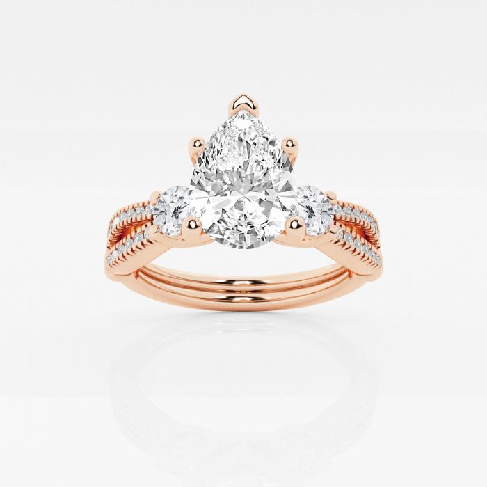 Certified 1 1/2 ctw Pear Diamond Knot Engagement Ring 14K Rose Gold (1 of 2)