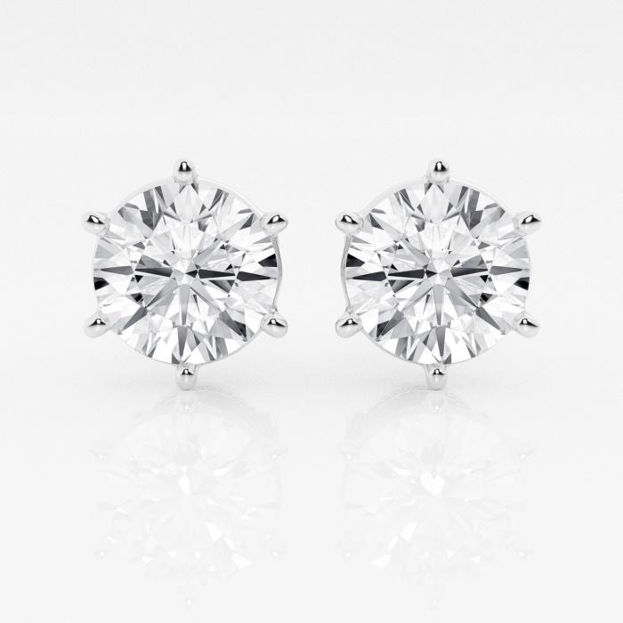 Certified 5 ctw Round E-F Diamond 6-Prong Solitaire Stud Earrings 14K White Gold (1 of 3)