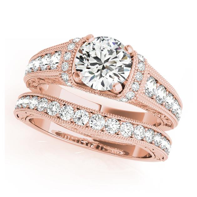 Certified 2.38 CTW Diamond Engagement Ring SET 18K Rose Gold (1 of 2)