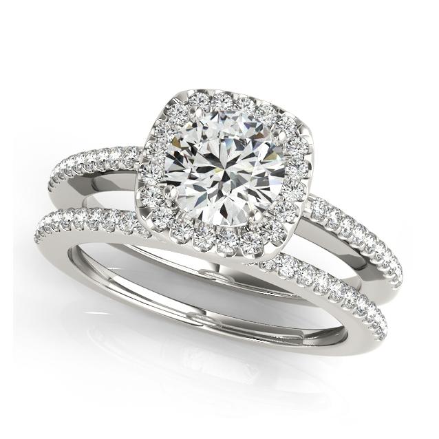 Certified 2.2 CTW Diamond Engagement Ring SET 18K White Gold (1 of 2)