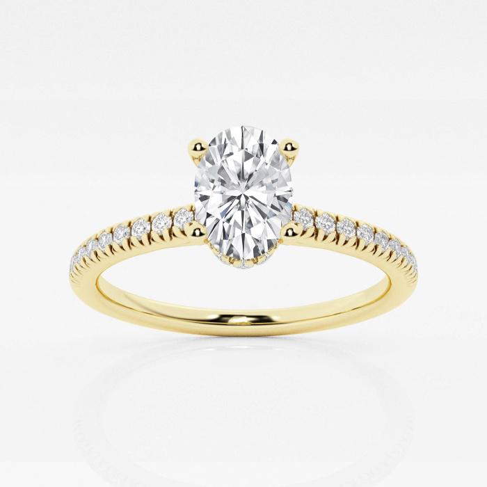 Certified 1 ctw Oval Diamond Hidden Halo Engagement Ring 14K Yellow Gold (1 of 2)