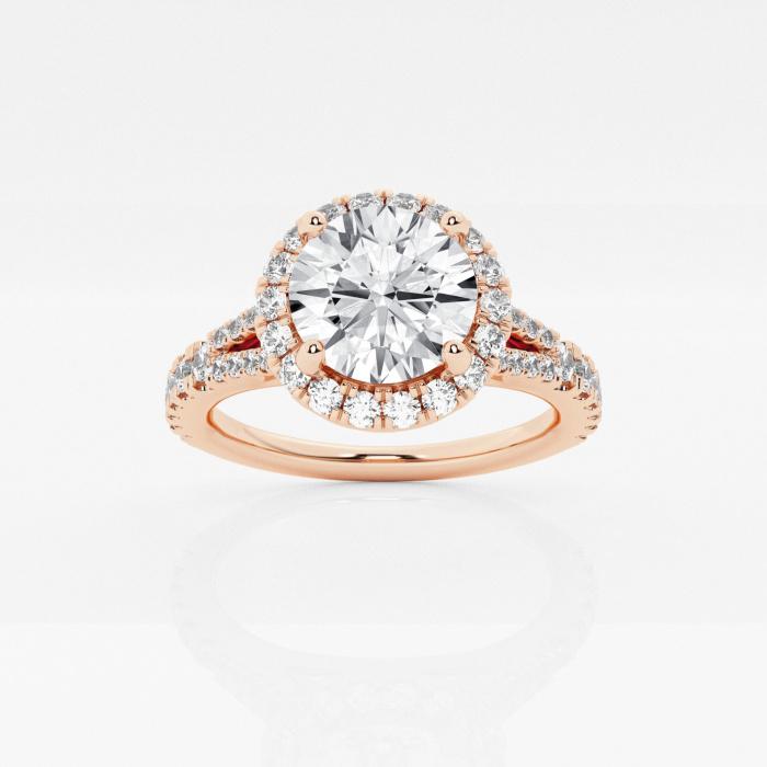 Certified 2 ctw Round Diamond Split Shank Halo Engagement Ring 14K Rose Gold (1 of 2)