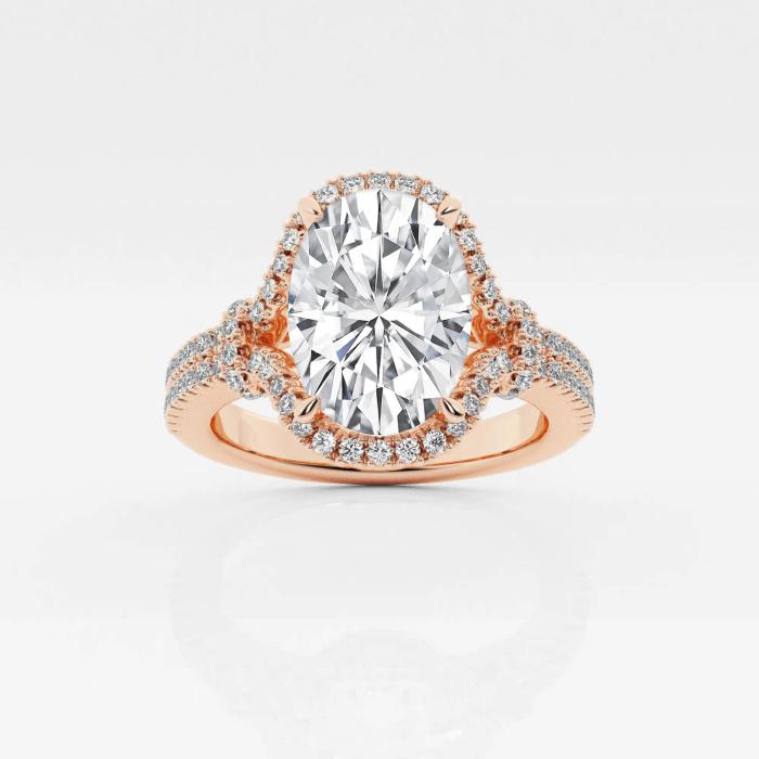 Certified 3 5/8 ctw Oval Diamond Double Row Engagement Ring 18K Rose Gold (1 of 2)