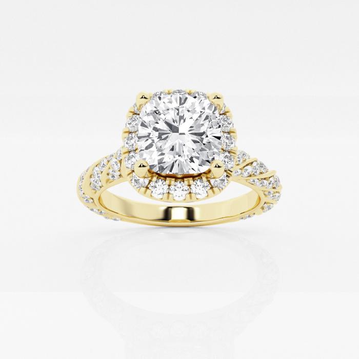 Certified 2 3/4 ctw Cushion Diamond Ribbon Halo Engagement Ring 14K Yellow Gold (1 of 2)