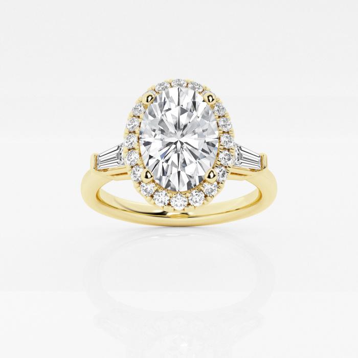 Certified 1 ctw Oval Diamond Tapered Baguette Halo Engagement Ring 14K Yellow Gold (1 of 2)