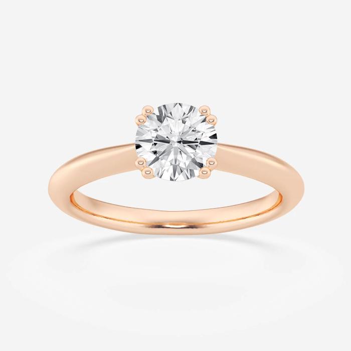 Certified 1 ctw Round Diamond Double Prong Solitaire Engagement Ring 14K Rose Gold (1 of 2)