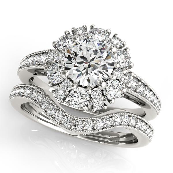 Certified 2.3 CTW Diamond Engagement Ring SET 18K White Gold (1 of 2)