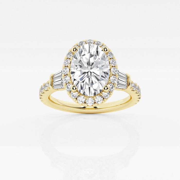 Certified 2 7/8 ctw Oval Diamond Double Baguette Halo Engagement Ring 14K Yellow Gold (1 of 2)