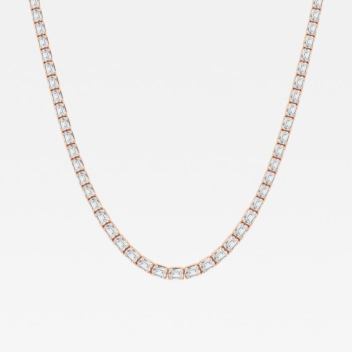 Certified 22 ctw Emerald Diamond Graduated Fashion Necklace 14K Rose Gold (1 of 4)