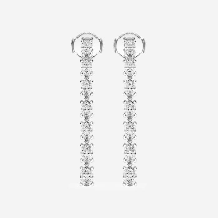 Certified 3 ctw Oval Diamond Linear Dangle Earrings 14K White Gold (1 of 3)
