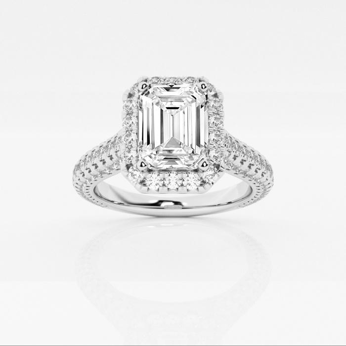 Certified 2 1/2 ctw Emerald Diamond Pave Halo Engagement Ring 14K White Gold (1 of 2)