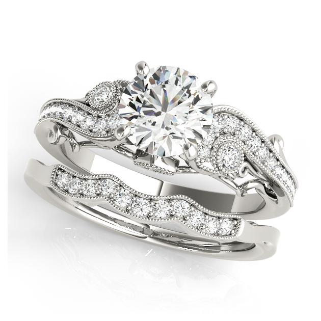 Certified 2.2 CTW Diamond Engagement Ring SET 18K White Gold (1 of 2)