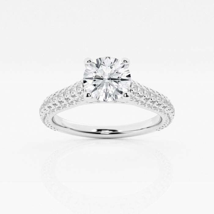 Certified 1 3/4 ctw Round Diamond Pave Engagement Ring 14K White Gold (1 of 2)