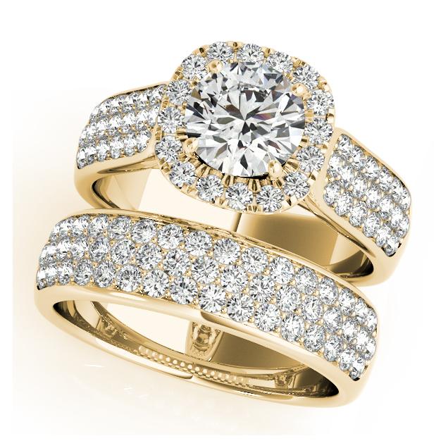 Certified 2.05 CTW Diamond Engagement Ring SET 18K Yellow Gold (1 of 2)