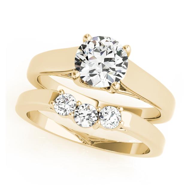 Certified 1.55 CTW Diamond Engagement Ring SET 18K Yellow Gold (1 of 2)