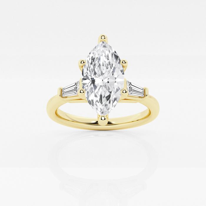 Certified 1 1/8 ctw Marquise Diamond Engagement Ring with Tapered Baguette Side Accents 14K Yellow (1 of 2)