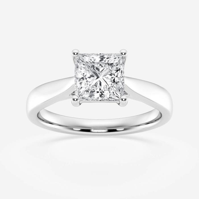 Certified 1 1/2 ctw Princess Diamond Trellis Solitaire Engagement Ring 14K White Gold (1 of 2)