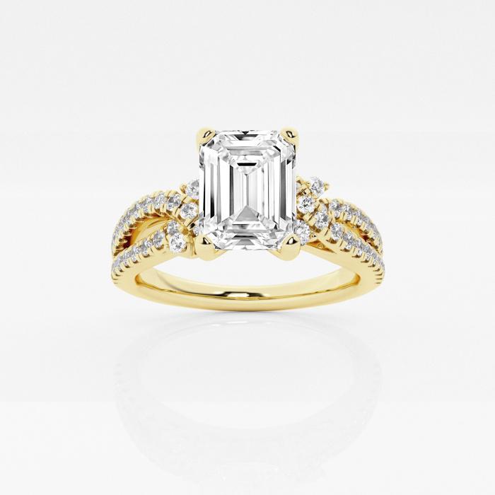 Certified 1 1/2 ctw Emerald Diamond Petite Bow Engagement Ring 14K Yellow Gold (1 of 2)