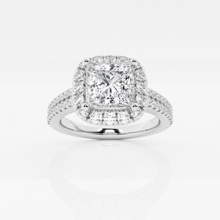 Certified 1 5/8 ctw Princess Diamond Double Row Halo Engagement Ring Platinum (1 of 2)