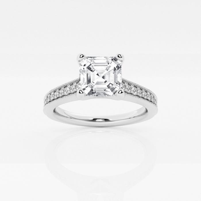 Certified 1 ctw Asscher Diamond Engagement Ring with Channel Side Accents Platinum (1 of 2)
