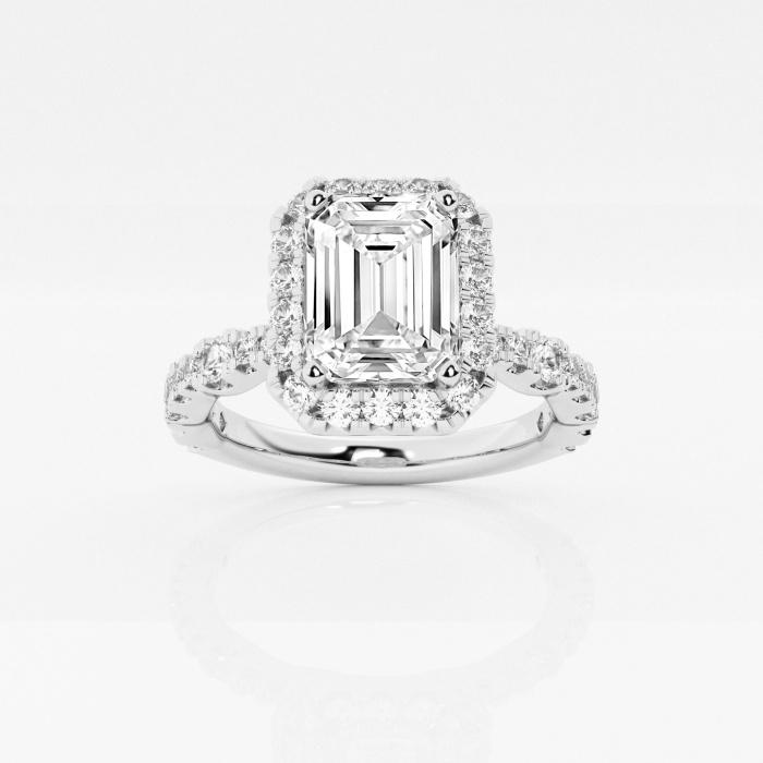 Certified 2 1/5 ctw Emerald Diamond Station Halo Engagement Ring 14K White Gold (1 of 2)