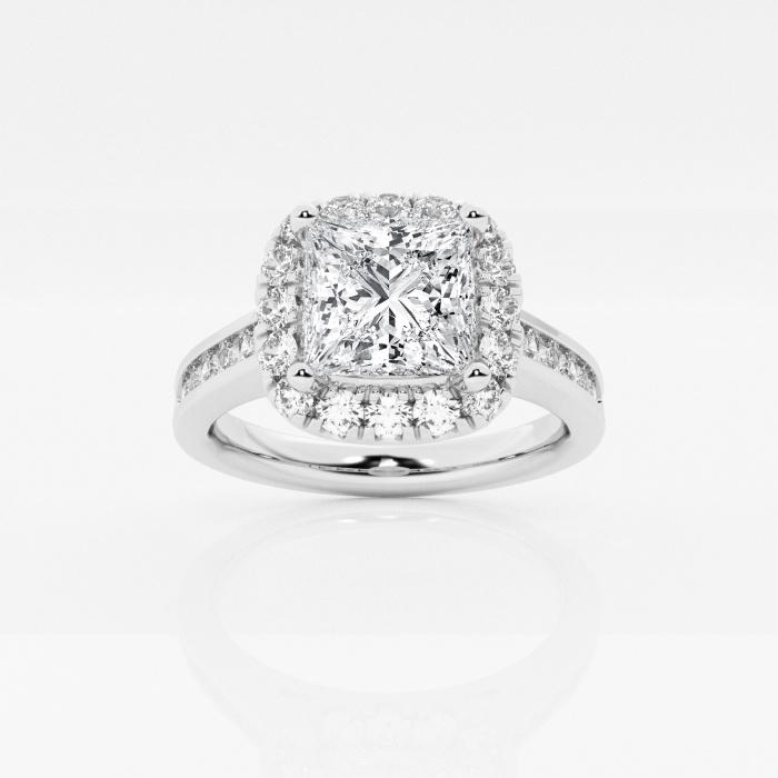 Certified 1 1/2 ctw Princess Diamond Halo Engagement Ring Platinum (1 of 2)