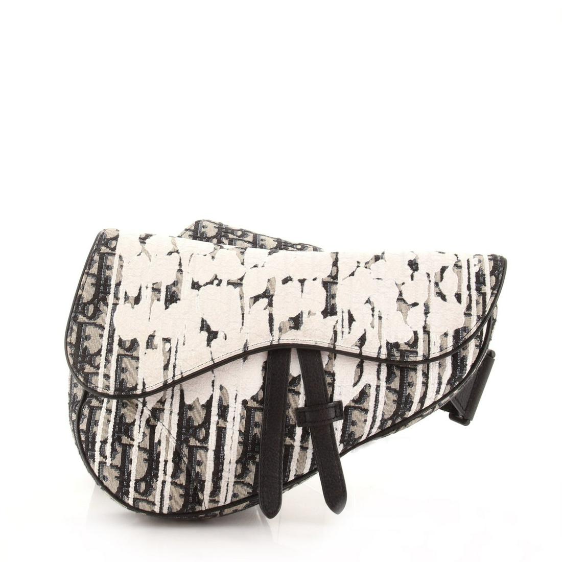 Christian Dior Saddle Crossbody Bag Limited Edition Printed Oblique Canvas: Christian Dior Saddle Crossbody Bag Limited Edition Printed Oblique Canvas Exterior Color: Blue Interior Color: Black Exterior Material: Canvas Plain Interior Material: Fabric Hardware Color: Silver,