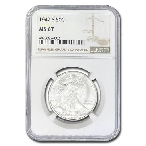 1942 S Walking Liberty Half Dollar Ms 67 Ngc