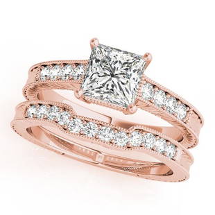 Certified 1.86 CTW Diamond Engagement Ring SET 18K Rose Gold: Certified Lab Grown 1.86 CTW Diamond Engagement Ring SET 18K Rose Gold Category: Affordable Engagement Rings Style: Antique Audience: For Women Ring Resizable: Yes Metal Type: 18K Rose Gold <br