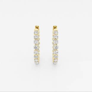 Certified 1 ctw Round Diamond Inside Out Floating Hoop Earrings 14K Yellow Gold: Certified Lab Grown 1 ctw Round Diamond Inside Out Floating Hoop Earrings 14K Yellow Gold Style: Hoop Earrings Total Carat Weight: 1 ctw Centerstone Carat Wt: 0.04 Centerstone Count: 26 