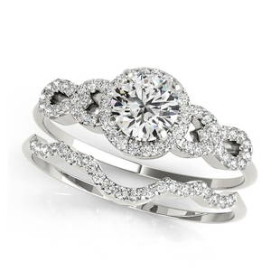 Certified 1.5 CTW Diamond Engagement Ring SET 18K White Gold: Certified Lab Grown 1.5 CTW Diamond Engagement Ring SET 18K White Gold Category: Rose Gold Engagement Rings Style: Unique Halo Audience: For Women Ring Resizable: Yes Metal Type: 18K White Gold <br