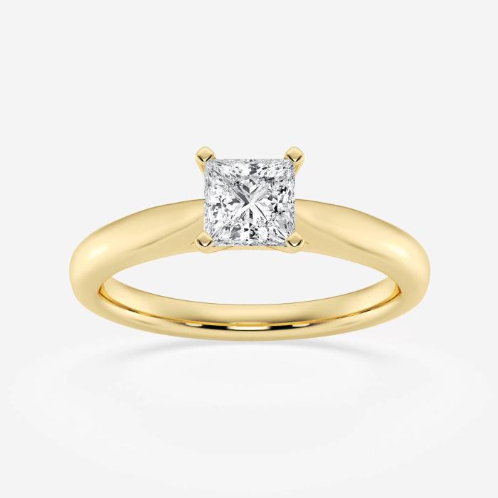 Certified 1/2 ctw Princess Diamond Cathedral Solitaire Engagement Ring 14K Yellow Gold (1 of 2)