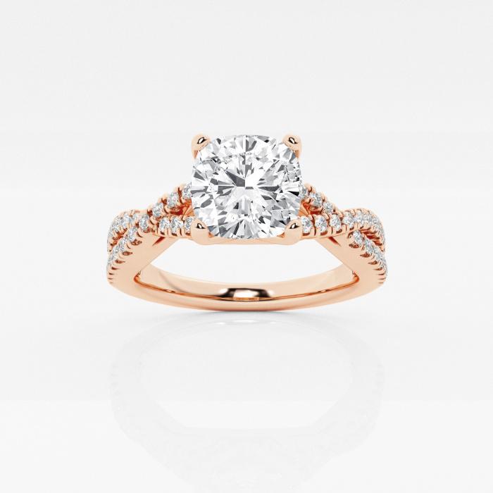 Certified 1 ctw Cushion Diamond Crossover Engagement Ring 14K Rose Gold (1 of 2)