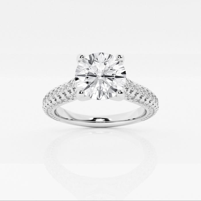 Certified 2 1/4 ctw Round Diamond Pave Engagement Ring 14K White Gold (1 of 2)