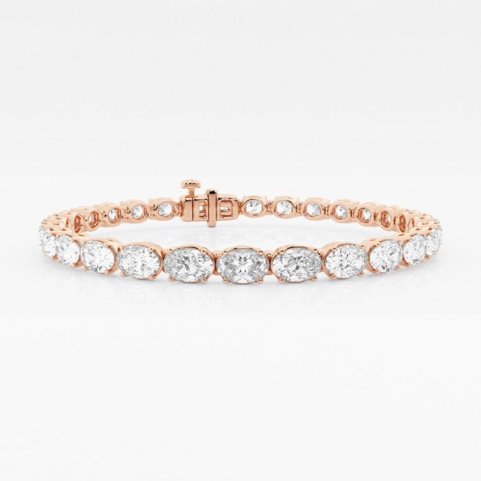 Certified 10 ctw East-West Oval Diamond Tennis Bracelet 14K Rose Gold (1 of 2)