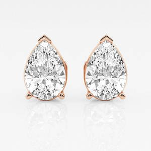 Certified 6 ctw Pear Diamond Solitaire Stud Earrings 14K Rose Gold