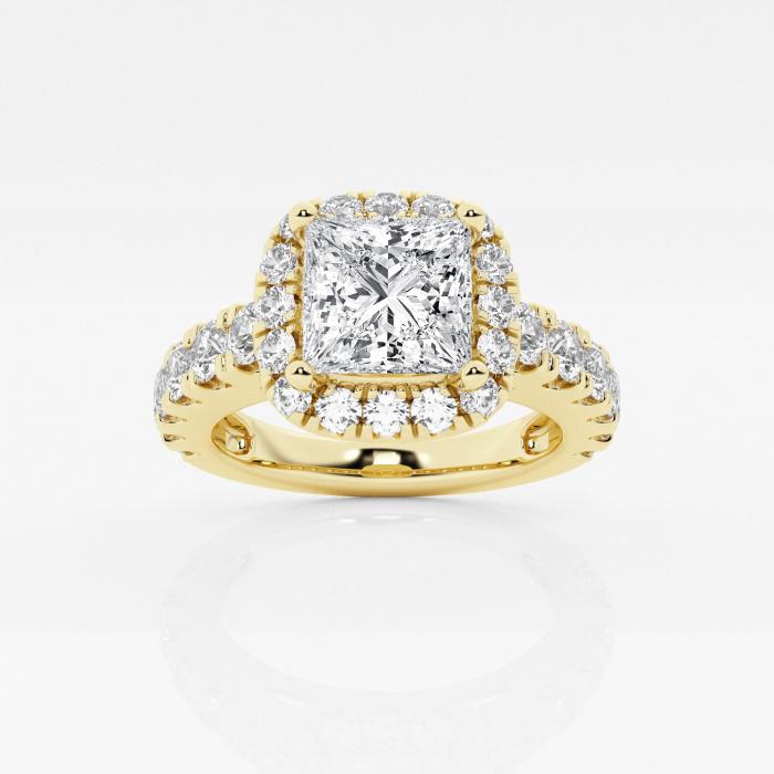 Certified 2 3/4 ctw Princess Diamond Split Prong Halo Engagement Ring 14K Yellow Gold (1 of 2)